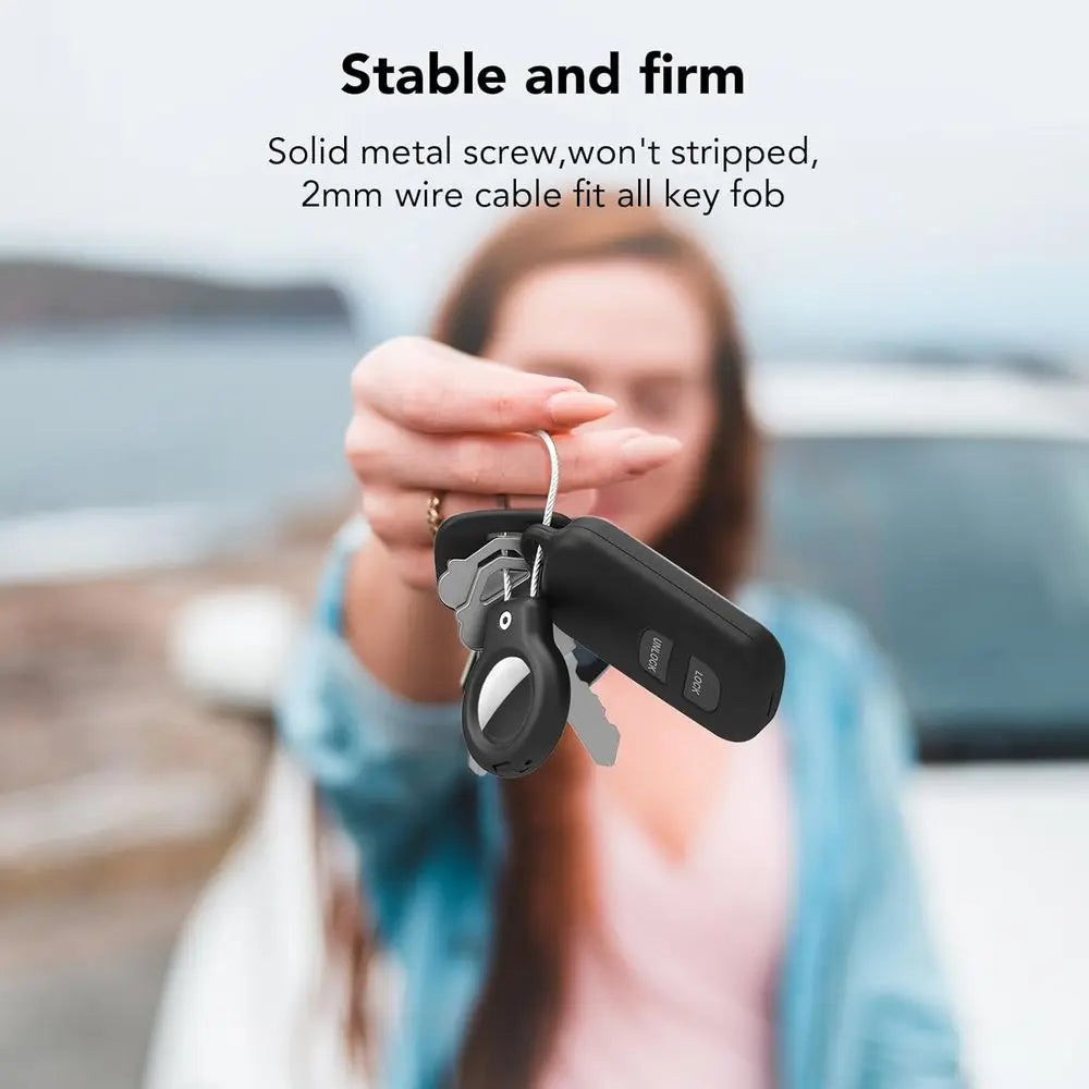 Dual-Pack AirTag Holders with Keychain & Wire Cable