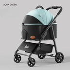 Ultra-Lightweight Foldable Pet Stroller with Detachable Carrier for Cats & Dogs