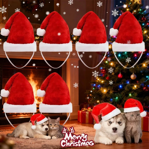 Plush Santa Hat for Dogs (Christmas Costume Accessory)