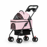 Pet Stroller with Detachable Carrier Ventilated Foldable Pet Stroller Dog Pram Breathable One-Hand Folding for Small Dogs
