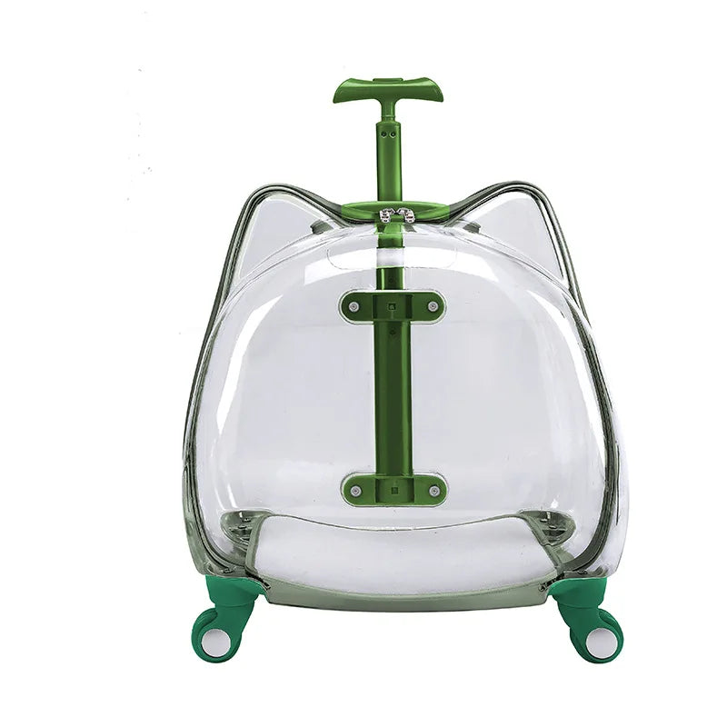 Fully Transparent Space Cabin Pet Trolley Case for Cats & Small Dogs