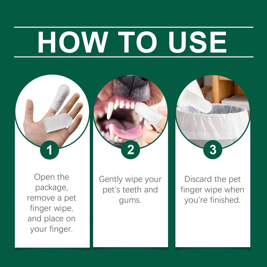 Pet Teeth Cleaning Wipes — Removes Food Residue & Freshens Breath
