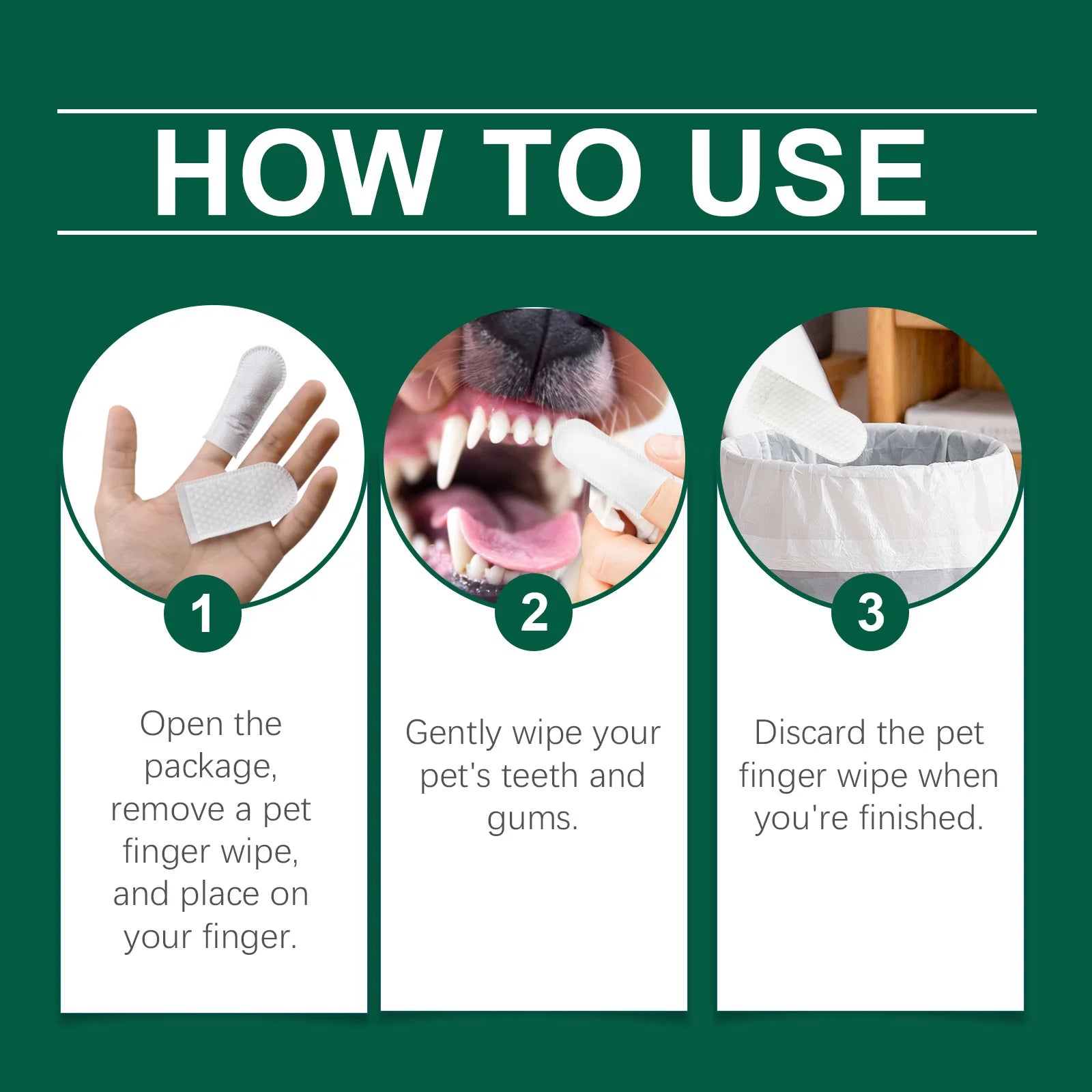 Pet Teeth Cleaning Wipes — Removes Food Residue & Freshens Breath