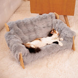 Raised Solid Wood Pet Couch Bed for Cats & Small Dogs