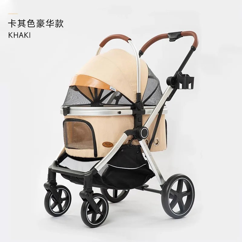 Luxury 4-Wheel Detachable Dog Show Pet Stroller for Cats & Dogs — Separation Trolley
