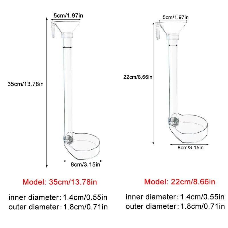 Acrylic Fish Feeder Tube (Transparent, Large-Capacity, Shrimp & Fish)