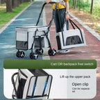 Lightweight Quick-Fold Double Pet Stroller with Detachable Carriers