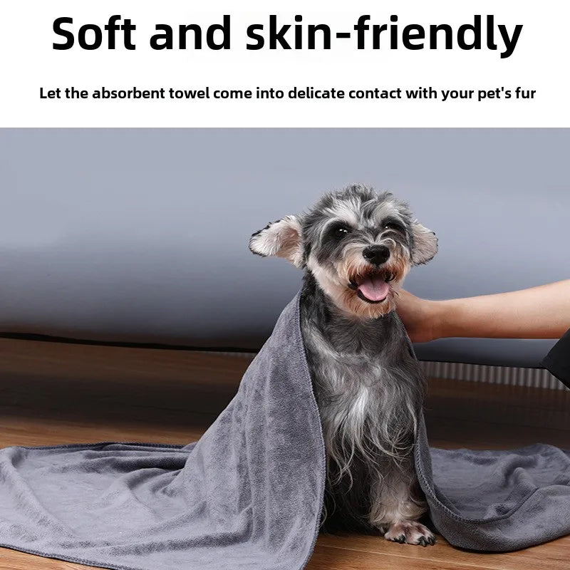 Thickened Cotton Pet Bath Towel — Quick-Drying, No Shed, Large Sizes