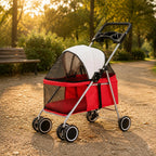 Foldable Twin-Wheel Pet Stroller Carrier for Outdoor Transport