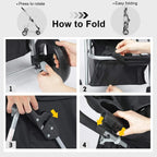 Waterproof Foldable 3-Wheel Pet Stroller with Removable Cage Carrier for Cats & Dogs