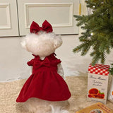 Puppy Bow Knot Princess Dress (Winter Warm Christmas Outfit)