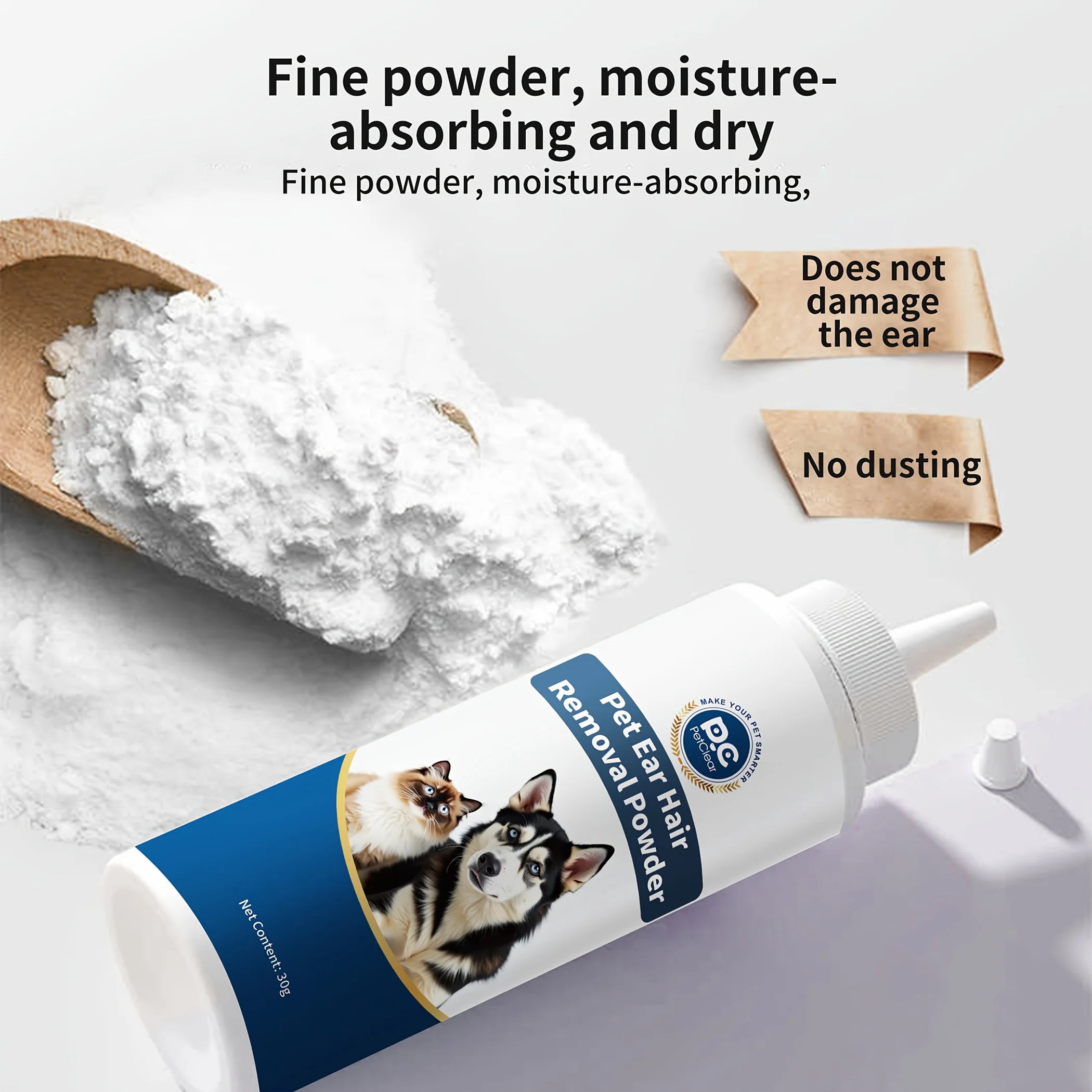 PETCLEAR Painless Ear Hair Removal Powder for Dogs & Cats, 30g