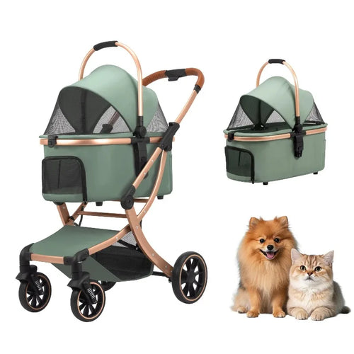 carrinho pet Foldable 4-Wheel Eco-friendly Pet Stroller Quick One-Hand Folded Portable Pet Bag Travel Carrier for Small/Medium D