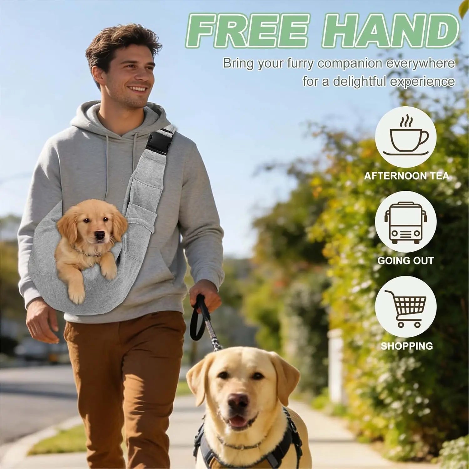 Dog & Cat Crossbody Sling Carrier (Breathable Mesh, Up to 16.5 lbs)