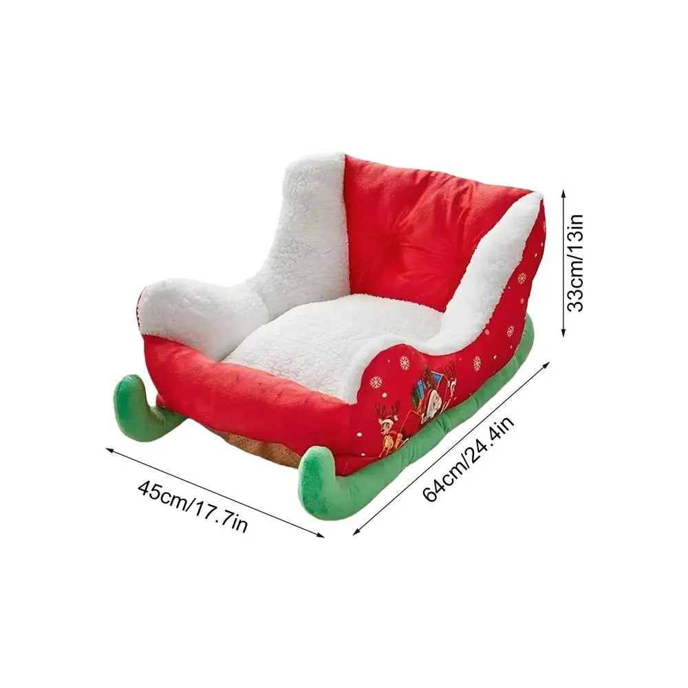 Christmas Sleigh Pet Bed (Removable Washable Plush Cover)