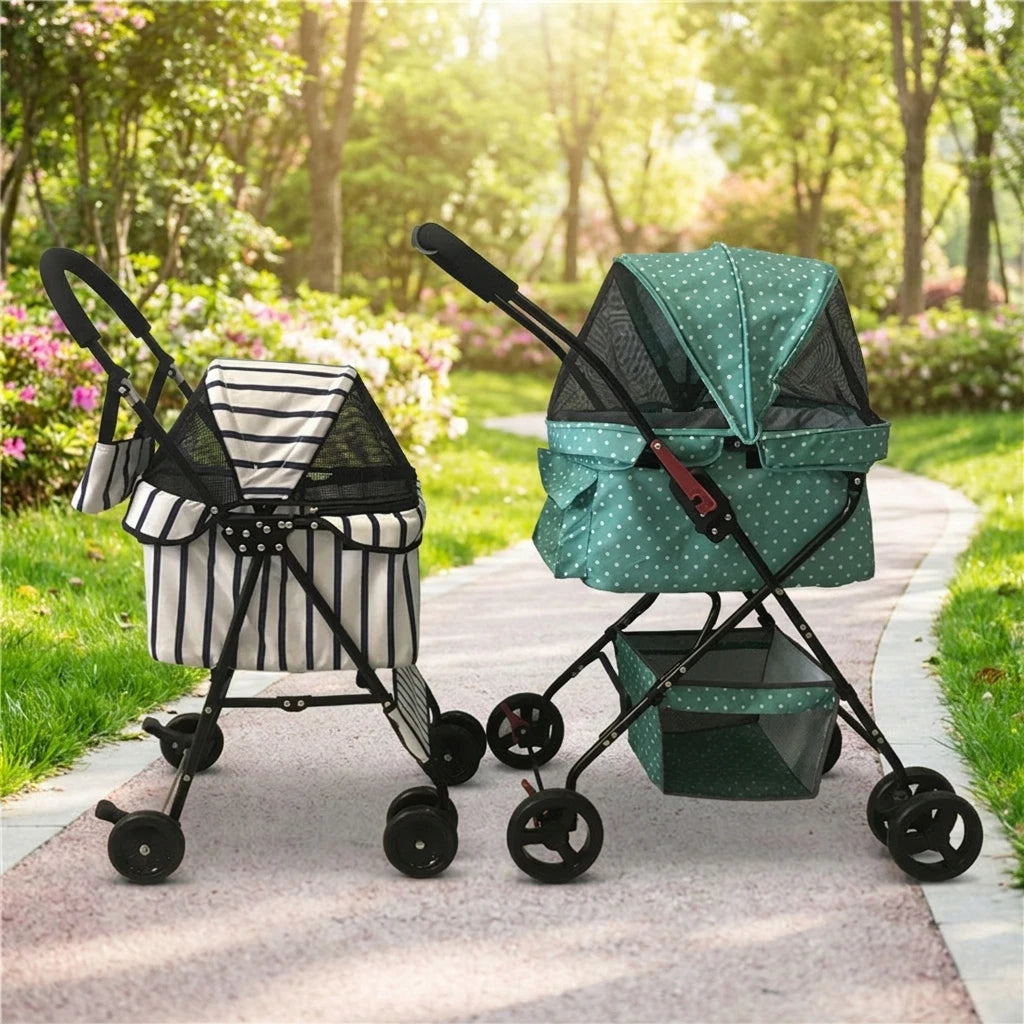 Fashion Universal-Wheel Pet Stroller — Lightweight Foldable Dog & Cat Cart with Modern Design