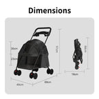 Foldable Small Dog Pet Stroller with Built-In Pet Dish — Convenient On-the-Go Feeding Cart