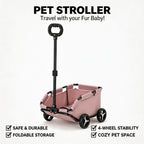 Lightweight Folding 4-Wheel Rolling Cat Carrier Trolley with Shock-Absorbing Wheels