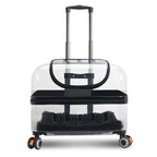 Transparent Plastic Pet Trolley Backpack with Universal Wheels & Zipper