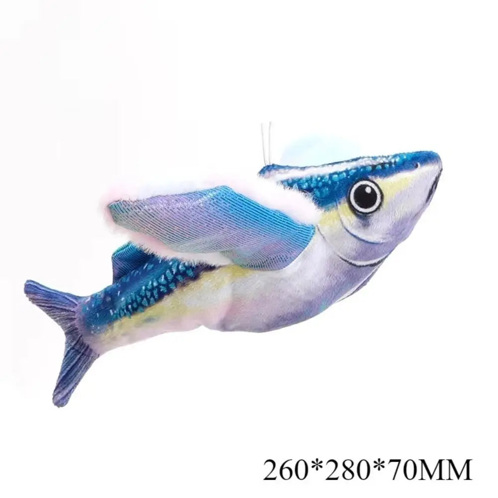 Electric Hangable Flapping Fish Cat Toy — USB Touch-Activated Flying Fish with Chirping Sound