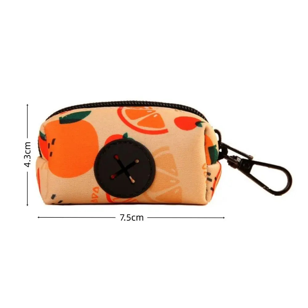 Fruit Pattern Poop Bag Holder (Waterproof, Buckle, Zipper Closure)