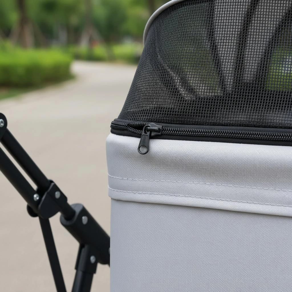 Foldable Wheeled Mesh Pet Stroller & Carrier for Small Dogs & Cats