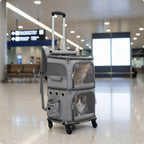Double-Deck Breathable Pet Trolley Carrier Bag with Telescopic Handle — Portable Travel Bag for Vet Visits