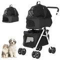 Double Pet Stroller with 2 Detachable Carriers for Small Dogs, Cats & Puppies
