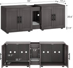 3-in-1 Wooden Cat Litter Box Cabinet with Scratching Pad