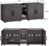 3-in-1 Wooden Cat Litter Box Cabinet with Scratching Pad