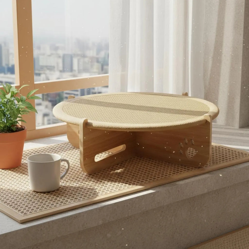 Cooling Wooden-Frame Cat Hammock Bed for Summer