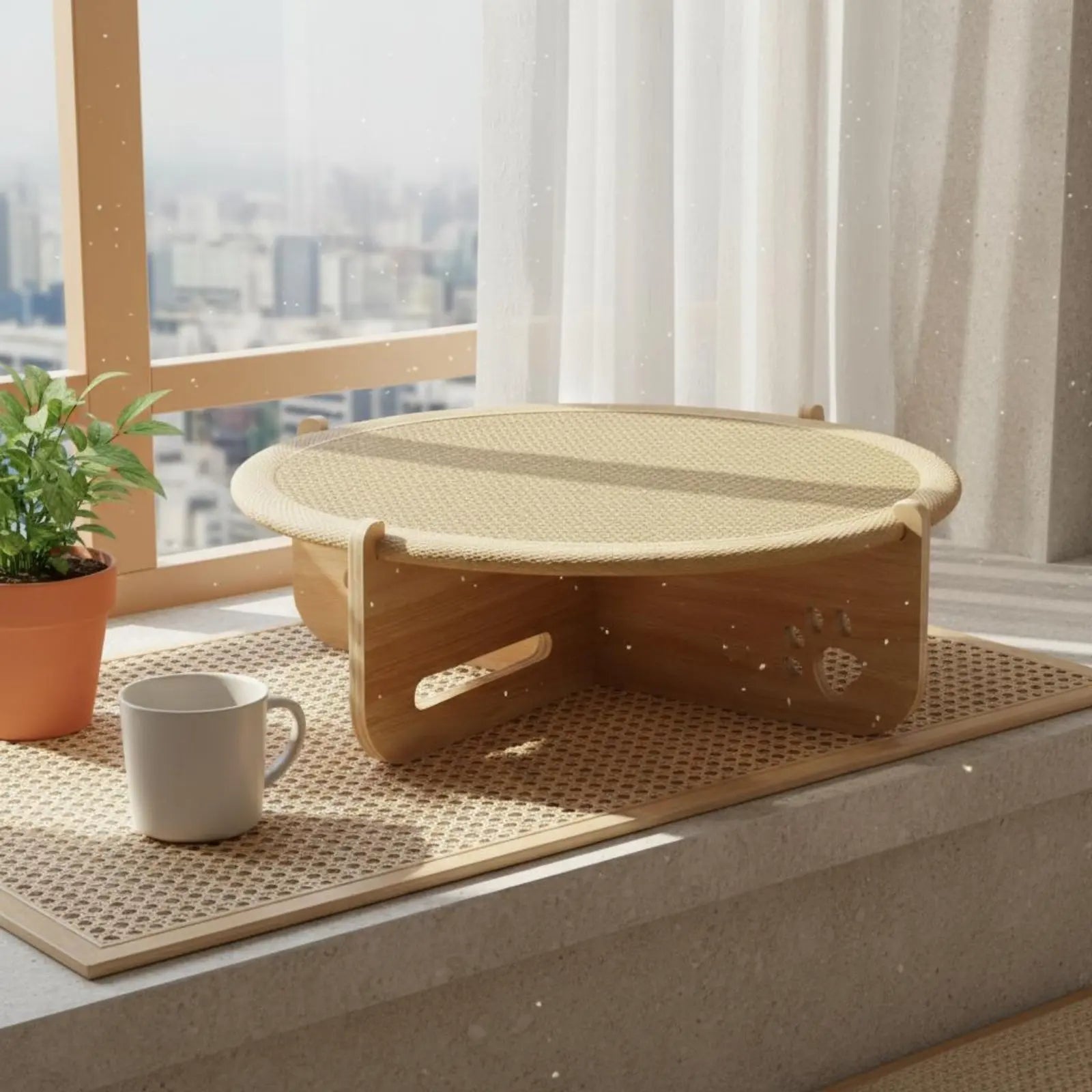Cooling Wooden-Frame Cat Hammock Bed for Summer