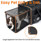 Expandable Foldable Double Rolling Pet Carrier for 2 Cats with Removable Divider