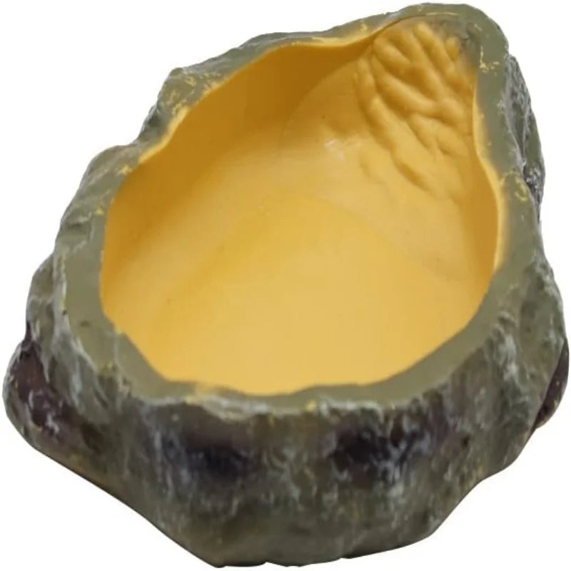 Resin Rock Food & Water Bowl for Reptiles — Naturalistic Terrarium Dish