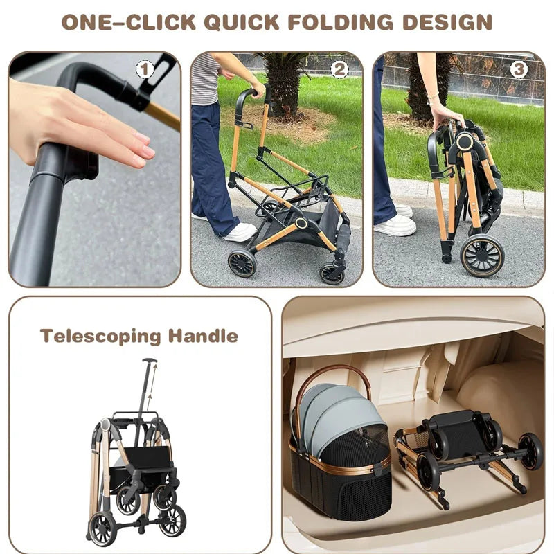 3-in-1 Foldable Pet Stroller with Separable Basket Carrier for Dogs & Cats up to 45 lbs