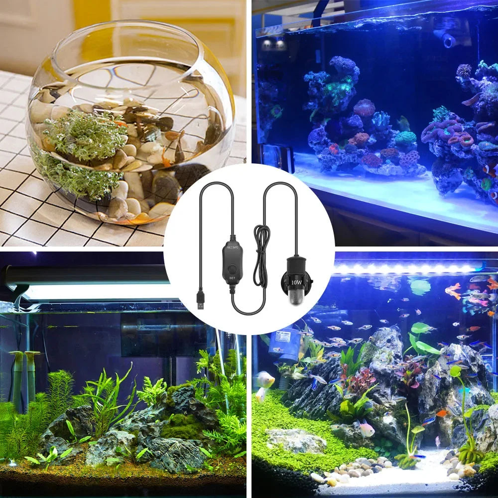 USB Mini Aquarium Heater Rod (Submersible, 18–34°C Adjustable)