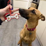 Custom Name Dog Paw Ornament (Personalized Bone Xmas Gift)