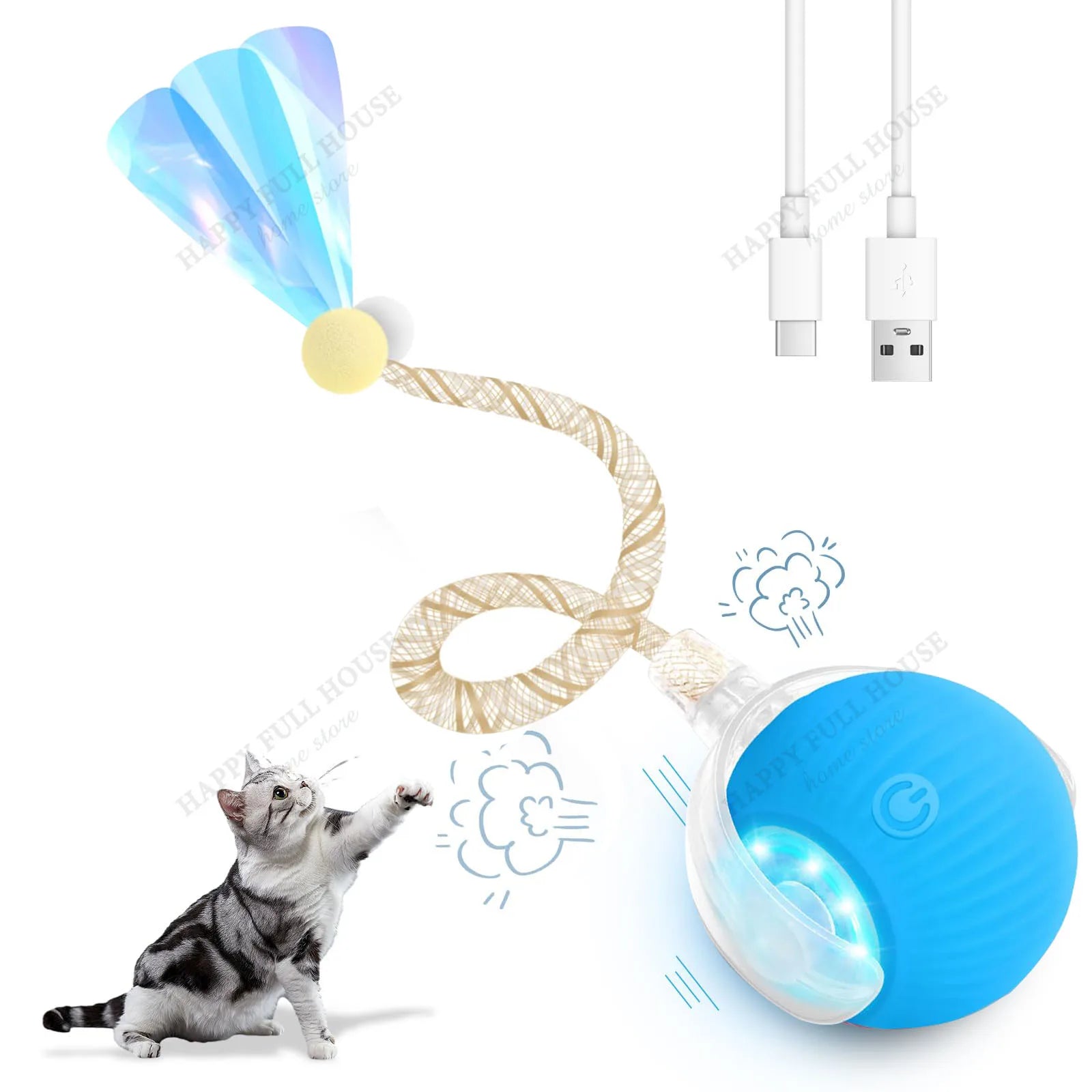 Automatic Interactive Cat Ball Toy (3 Play Modes)