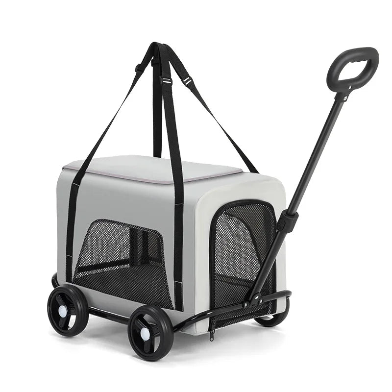 Portable Lightweight Foldable Pet Hand Cart for Small Dogs, Cats & Teddy Breeds
