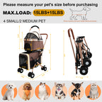 Double Pet Stroller for Dogs & Cats — Foldable 3-in-1 Convertible Carrier with Shockproof Wheels & Brake