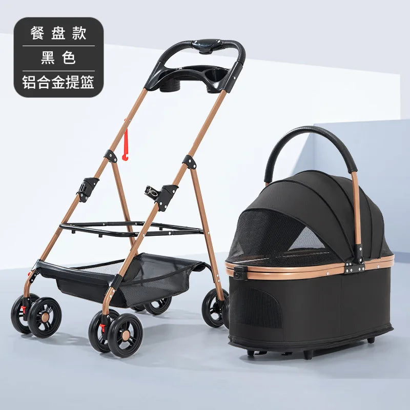 Compact Lightweight Foldable Small Pet Cart for Cats & Dogs