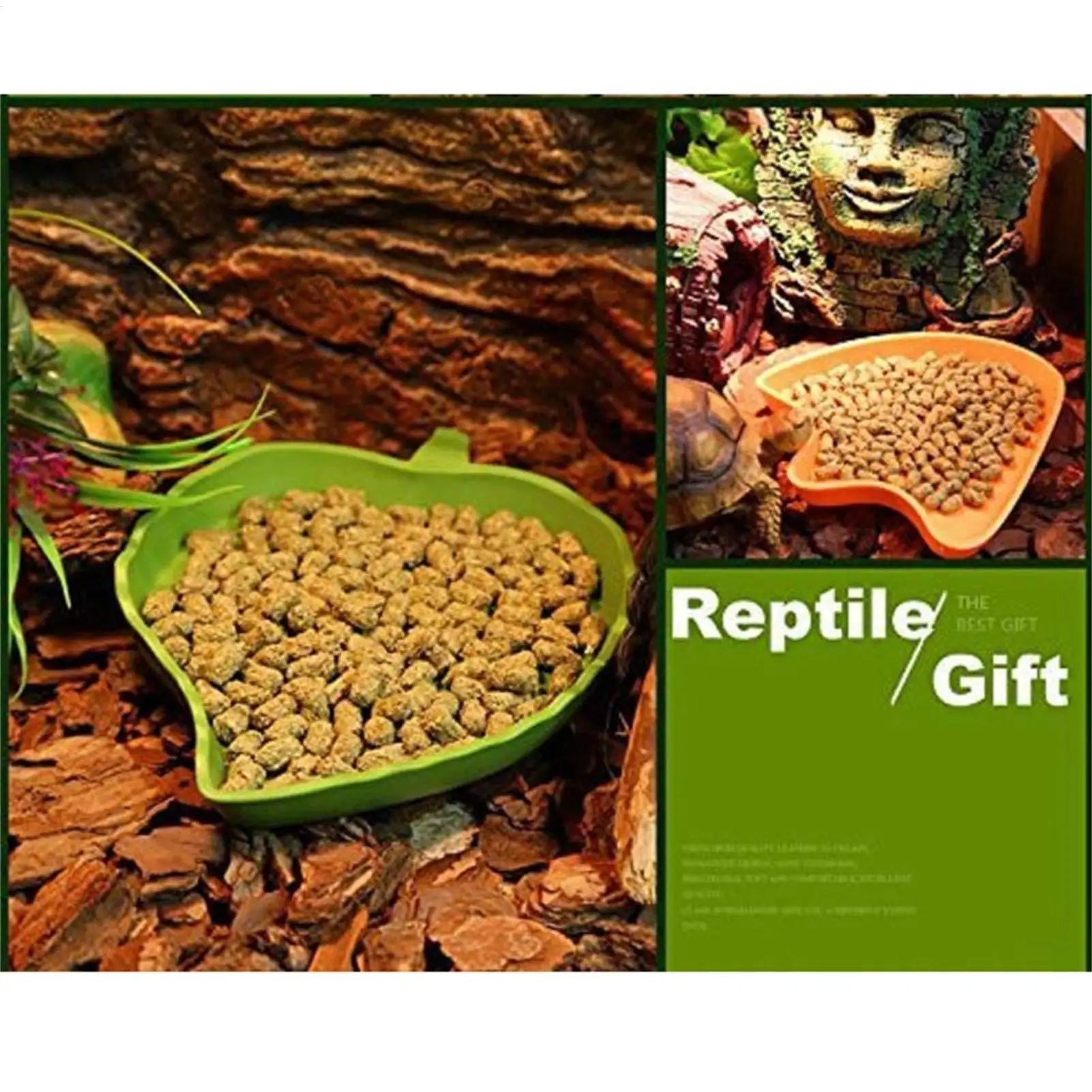 Leaf-Shaped Reptile Food & Water Bowl — Decorative Terrarium Dish