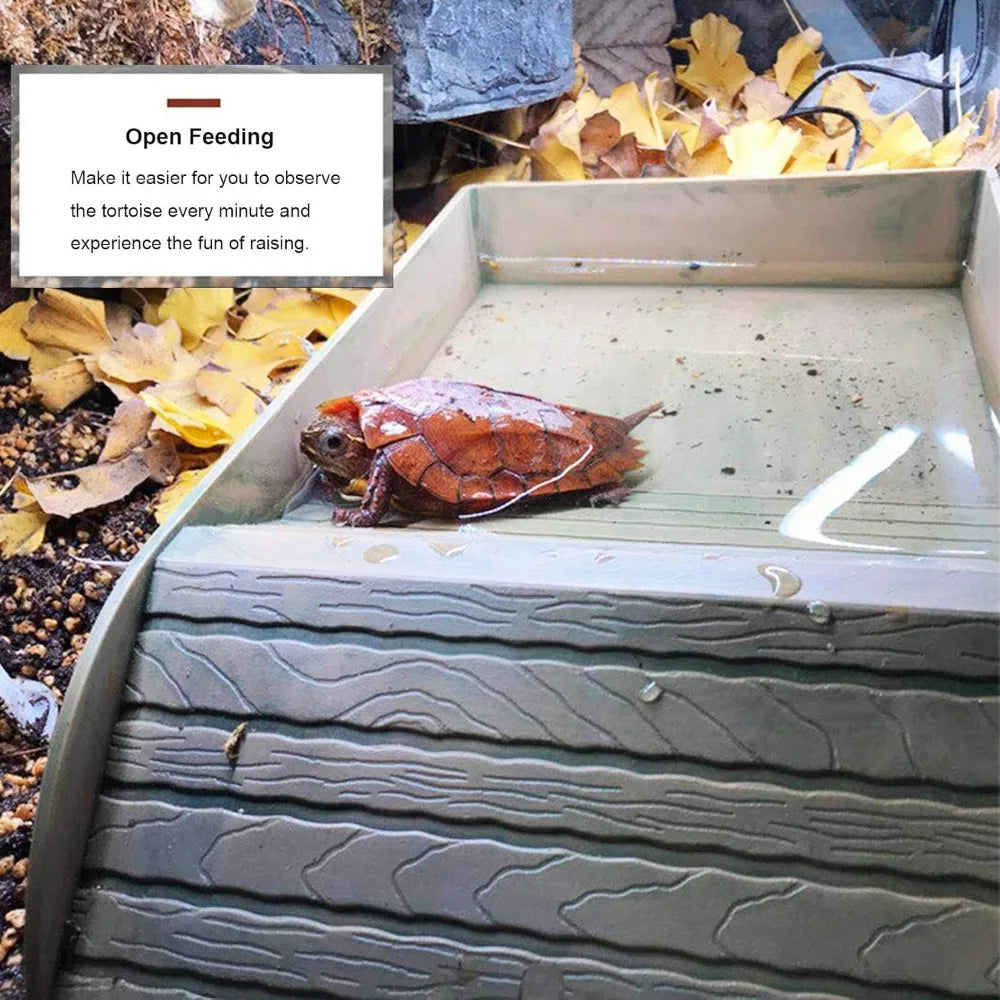 Turtle Bathing Pool & Feeding Dish — Easy-Clean Water Bowl for Box Turtles & Frogs