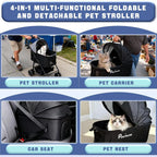 4-in-1 Easy-Fold Pet Stroller with Detachable Carrier for Dogs & Cats — Max 55 lbs