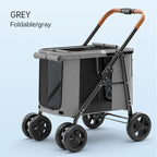 Multifunctional Large-Space Pet Stroller Trolley Case with Wheels for Multiple Pets — Up to 66 lbs