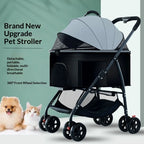 One-Click Foldable Pet Stroller with Mesh Breathable Window for Small & Medium Dogs & Cats — Portable Travel Cart