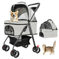 3-in-1 Foldable 4-Wheel Pet Stroller with Detachable Carrier & Mesh for Small Pets