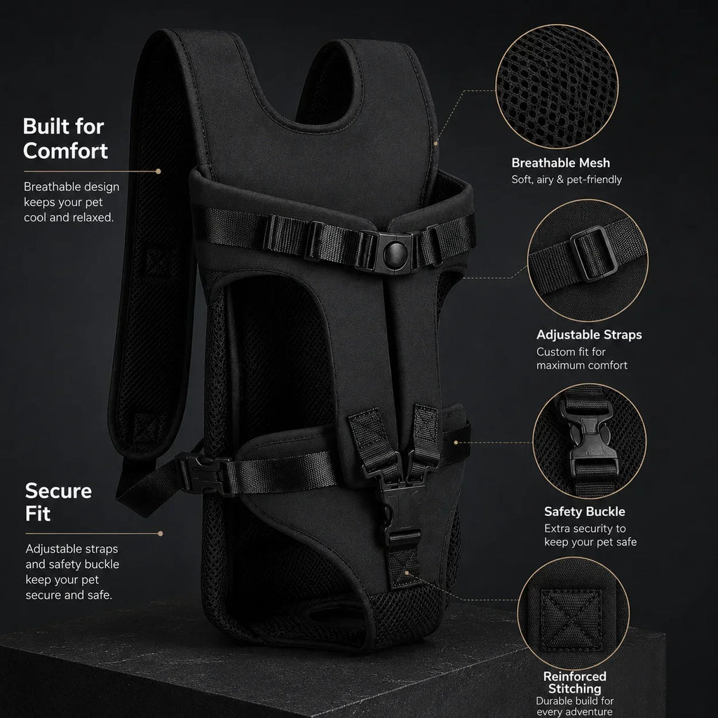 Hands-Free Pet Chest Carrier (Breathable Mesh, Adjustable, Travel)