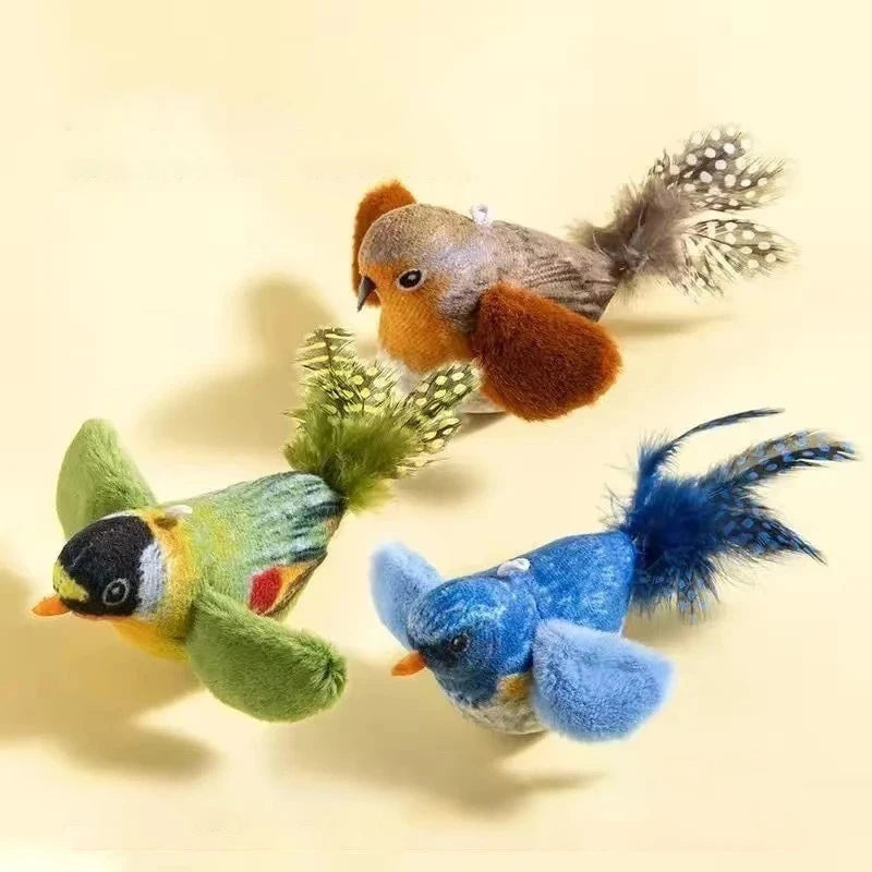 Chirping Electric Bird Toy — Catnip Hanging Cat Toy, 3-Pack