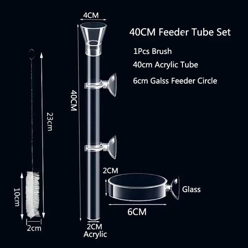 Acrylic Aquarium Shrimp Feeding Dish & Tube (Transparent, Snail & Shrimp)
